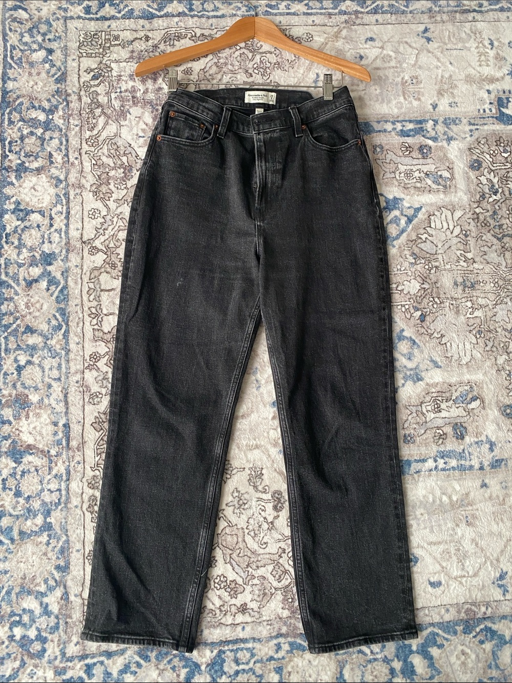 Abercrombie High Rise Black Straight Ankle Jeans